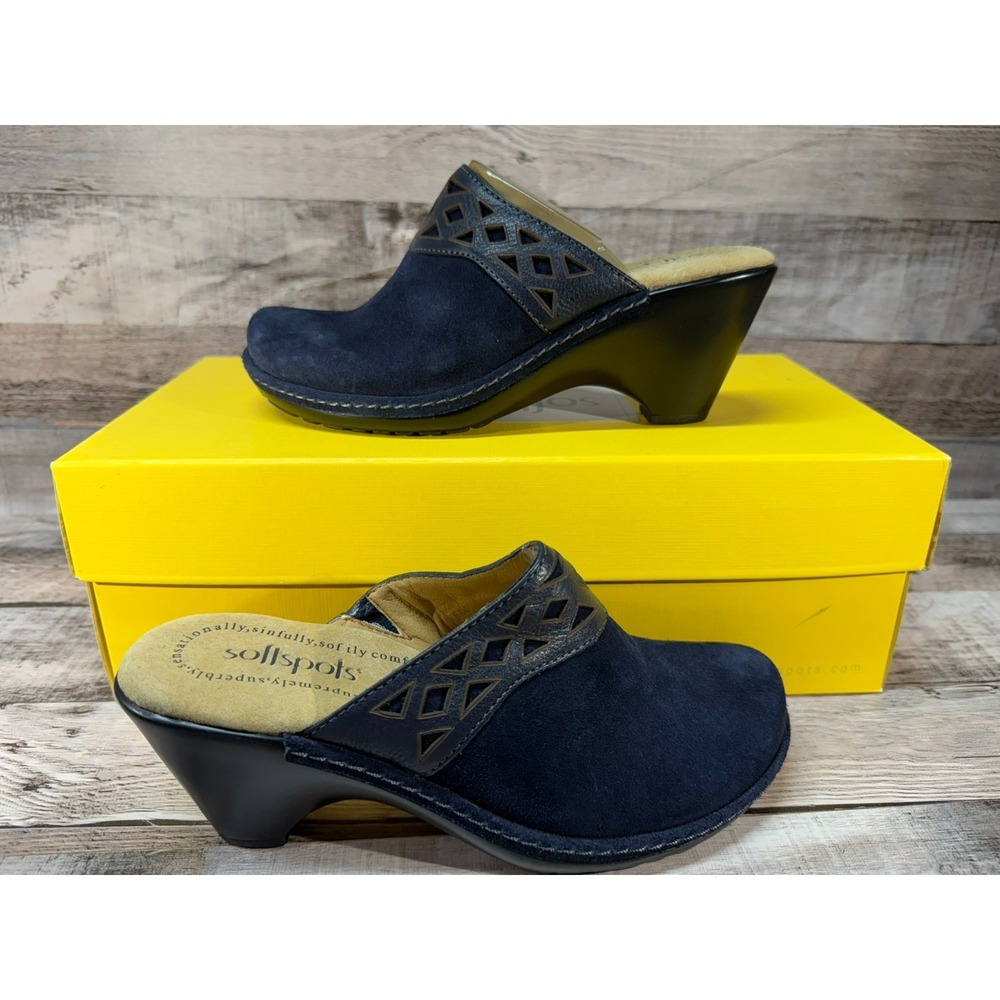 New Softspots Lancaster Winter Blue Suede Women Shoes Slip On Size‎ 5